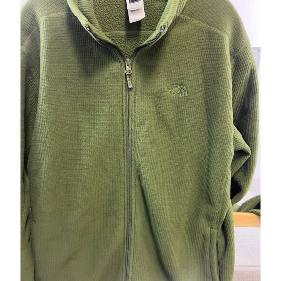 Northface Men's Sz. L Green Full Zip Fleece Jacket Waffle Thermal VG+ - Picture 3 of 12